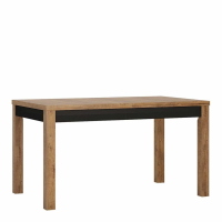 Oak 180cm Large Extending 6 Seater Dining Table With Matt Black Fronts