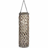 Medium Wicker Lantern With Glass Hurricane