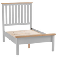 Grey Painted Lime Washed Oak Top 6ft Super King Size Bedstead with Low Foot End 120x193cm