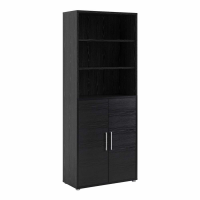 Prima Bookcase 5 Shelves With 2 Doors in Black woodgrain