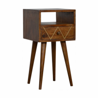 Petite Oak Chestnut Finish Bedroom Bedside Cabinet With 1 Drawer And 1 Open Slot 57x30cm