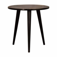 Modern Style Walnut Gold Inlay Finish Round End Table With Tripod Legs 46 x 45cm