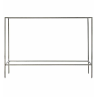Modern Thin Rectangular Metal Hallway Console Table in Silver 110x76cm