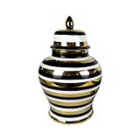 40cm Striped Of Black Gold White Ginger Jar