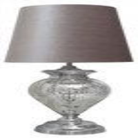 Large Chrome Glass Regal Lamp With Grey Shade