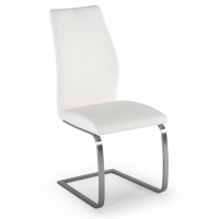 Irma Modern White Faux Leather Dining Chair on Brushed Steel Cantilever Legs