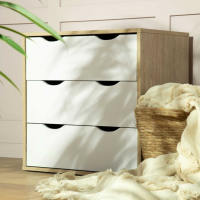 Modern Sonoma Oak and White 3 Drawer Bedroom Chest With Cut Out Handles 59.5 x 60cm
