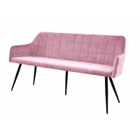 Modern Wide Dining Bench Quilted Design Blush Pink Velvet Upholstered
