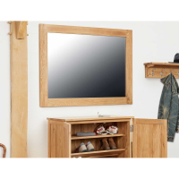 Solid Light Oak Over Mantel Wall Mirror Rectangular H112cm x W81cm