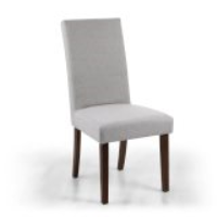 Ridley Herringbone Modern Plain Cappuccino Fabric Upholstery Dining Chair on Walnut Legs