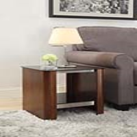 Modern Walnut Chrome Trim Black Glass Curved Lamp End Side Table