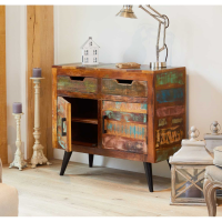 Rustic Small 2 Door Drawer Sideboard Cupboard Painted Recycled Boat Wood