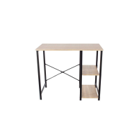 Loft Home Office Desk And Side Storage, Oak Effect Top And Black Metal Legs