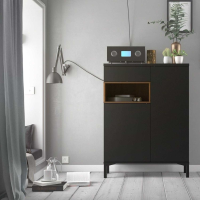 Modern Classic Black And Walnut 2 Door 1 Drawer Living Room Sideboard 118.6x88.7cm