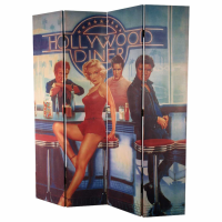 Hollywood Legends Diner 4 Panel Screen Room Divider