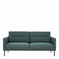 Modern Medium 2.5 Seater Sofa Dark Green Fabric Upholstery on Black Metal Legs