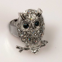 Owl Front Ring Crystal