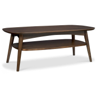 Dark Wood Walnut Coffee Table with Lower Shelf Scandinavian Style