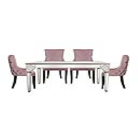 Moroccan Glass Dining Set With 4 Tufted Back Pink Chairs