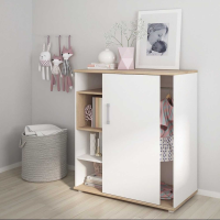 Kids White High Gloss 1 Sliding Door Low Cabinet With Shelves Opalino Handles