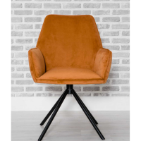 Occasional Office Dining Chair Burnt Orange Velvet Fabric Black Metal Pyramid Legs