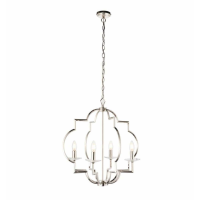 Polished Nickel Finish and Clear Crystal Glass Effect 4 Pendant Ceiling Light 120x58cm