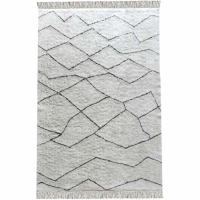 Ahun Table Tufted Ivory And Charcoal Pattern 160x230cm Cotton Rug