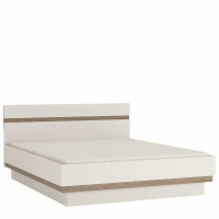 Modern White High Gloss Oak Trimmed 5ft 150cm King Size Bed