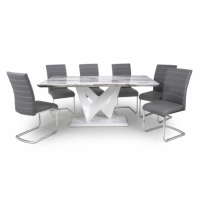 Saturn Large and 6 Callisto Grey Dining Set