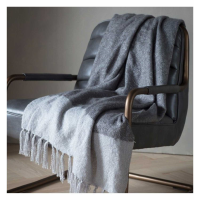 Mohair Slate And Silver Ombre Fringe Effect Super Soft Throw 18x13cm