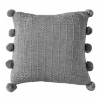 Pom Pom Cushion Grey