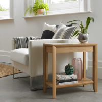 Rectangular Oak Occasional Sofa Side End Lamp Table with Bottom Shelf