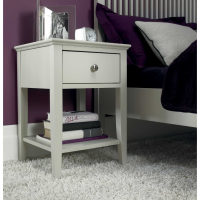 Modern Nightstand Bedside Cabinet Grey Painted 1 Drawer Open Shelf