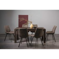 Turin 6 To 8 Seater Extending Dining Table And Fontana 6 Tan Faux Suede Chairs Dining Set
