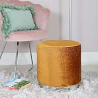 Value Mustard Yellow Round Stool With Sparkle Pattern