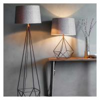 Modern Style Mauro Metal And Light Grey Fabric Bronze Floor Lamp 175 x 45.5cm