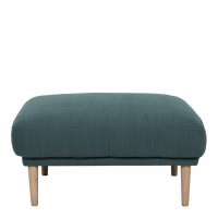 Modern Dark Green Fabric Upholstery Footstool on Oak Legs