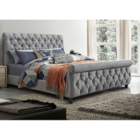 Morgan Cool Grey Linen Fabric Buttoned Upholstered 4ft6 Ottoman Bed with Storage 123x165cm