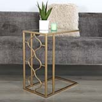Moroccan Marrakech Design Sofa Table End Table Gold Metal Framed Glass Top