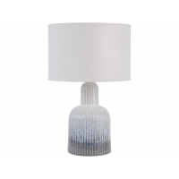 Grey Porcelain Lamp With Ribbed Detailing and White Shade Small E14 40W