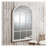 Large Arched Multi Window Wall Mirror White Crackle Distressed Texture 140 x 80cm