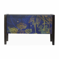 Avanti Shangri la TV Media Unit 2 Drawers 1 Door Floral Blue Gold Black Pattern