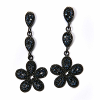 Flower Drop Earring Black Diamond