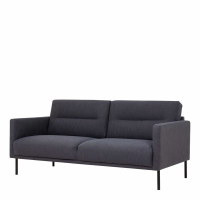 Modern Medium 2.5 Seater Sofa Fabric Dark Grey Upholstery on Black Metal Legs
