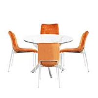 Value Nova 100cm Round Dining Table And 4 Orange Zula Chairs