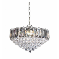 Modern Chrome Cone Finished Clear Acrylic 6 Ceiling Pendant Light 114 x 45cm