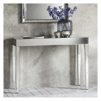 Modern Style Champagne Finish Narrow Mirrored Glass Console Table 76 x 102cm