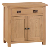 Medium Oak Small 2 Door 1 Drawer Compact Sideboard Cabinet Dresser Base