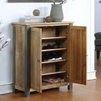 Urban Elegance Industrial Reclaimed Wood Distressed Small Shoe Storage Cabinet Cupboard