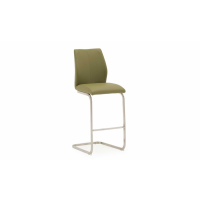 Irma Modern Kitchen Bar Chair with Brushed Steel Legs in Olive 109.5x42cm